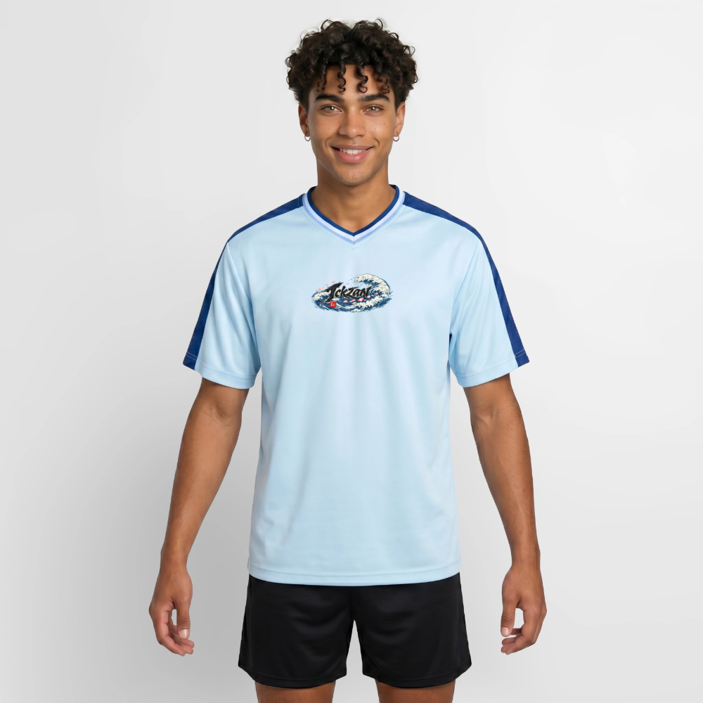 Unisex Football Style Mesh T-Shirt - light blue/dark blue