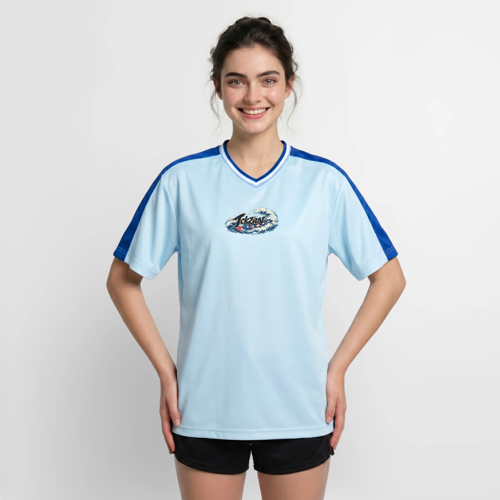 Unisex Football Style Mesh T-Shirt - light blue/dark blue